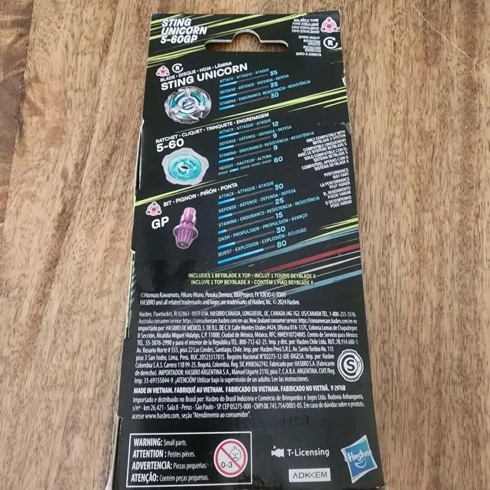 Hasbro Beyblade X Sting Unicorn 5-60GP Battling Top 8+ Toy New Card Wear